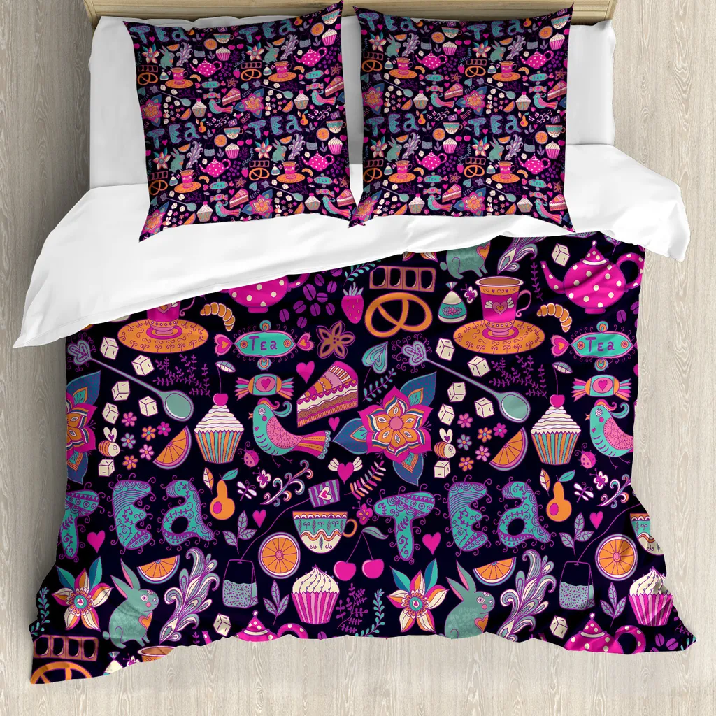 Housse de couette Tea Party 200x200 idéale pour chambre ado