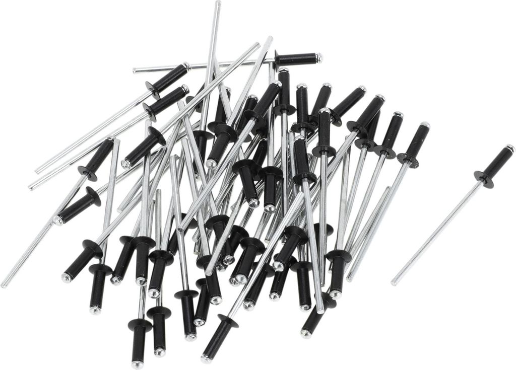 Offene Enden Großkopf Blindnieten 2,4 mm Griffdurchmesser 8 mm Grifflänge 5 mm Flanschdurchmesser Aluminiumlegierung Eisen Silberton Schwarz 50 S...