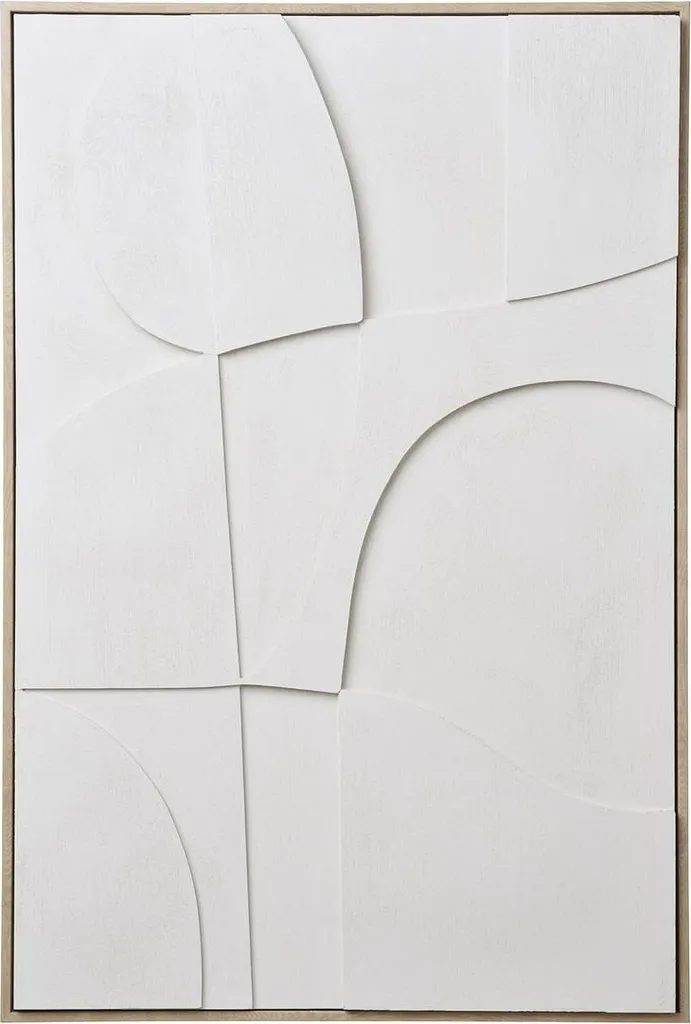Décoration murale relief 60x90cm pour salon moderne et cadre blanc