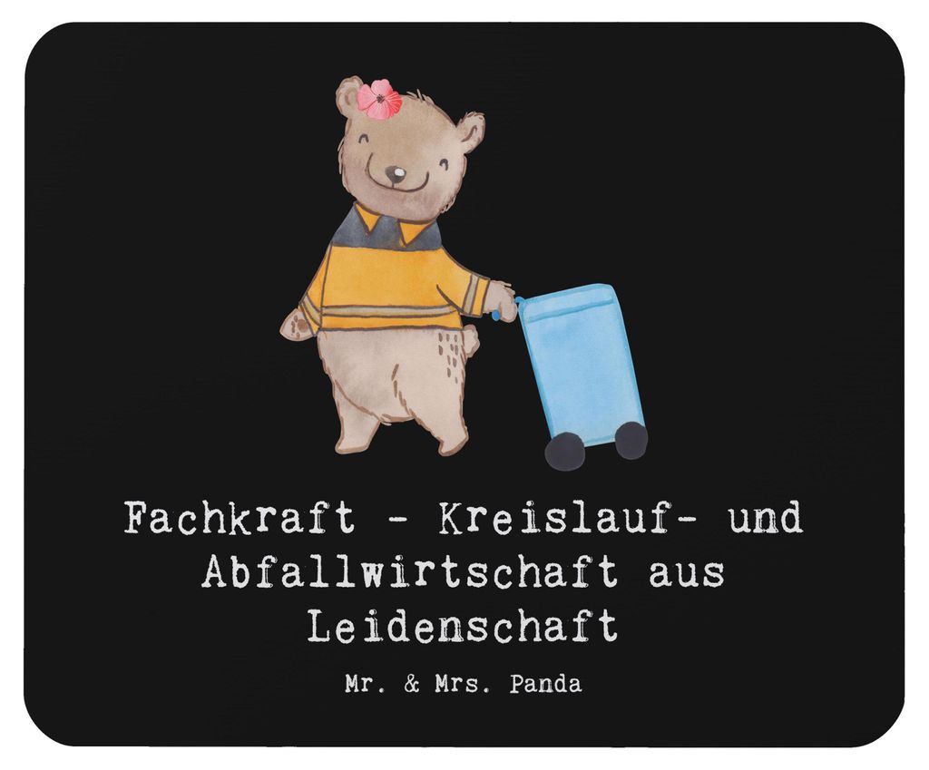 Mr. & Mrs. Panda Mouse Pad Fachkraft - Kreislauf- und Abfallwirtschaft Leidenschaft - Schwarz - Geschenk, Müllmann, mousematte, Lustig, computer m...