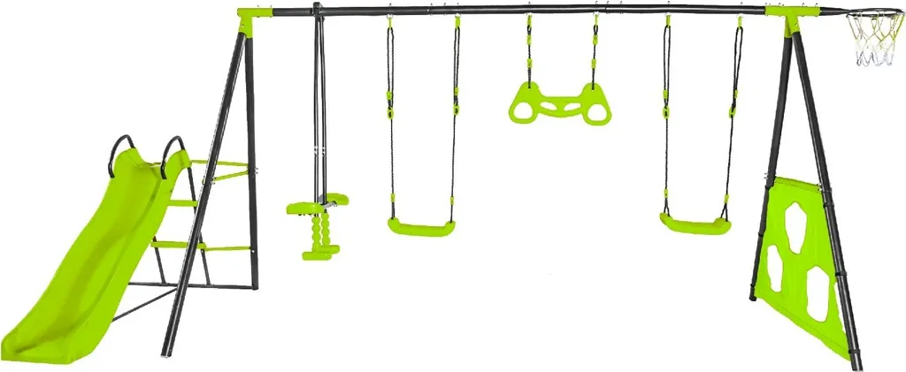 Aire de jeux de jardin Deluxe avec balançoire et toboggan pour enfants