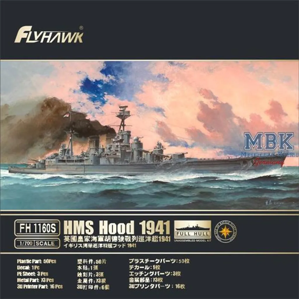 Maquette HMS Hood Flyhawk FH1160s pour modéliste expert 1/700