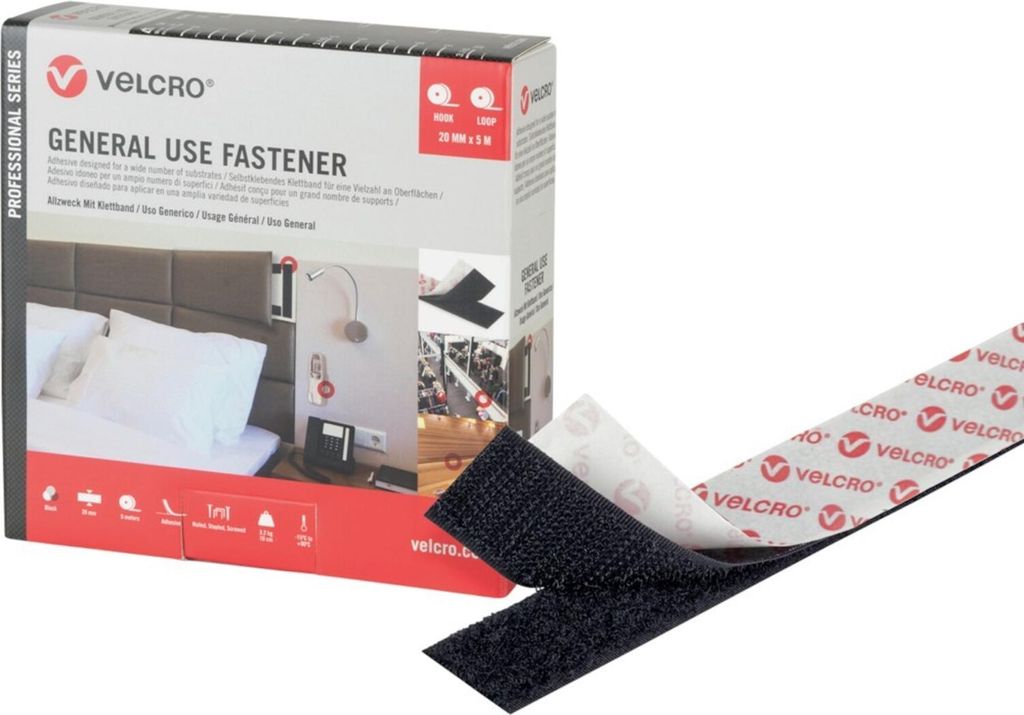 Ruban Velcro® Adhésif Noir Fixation Forte Et Image du produit 