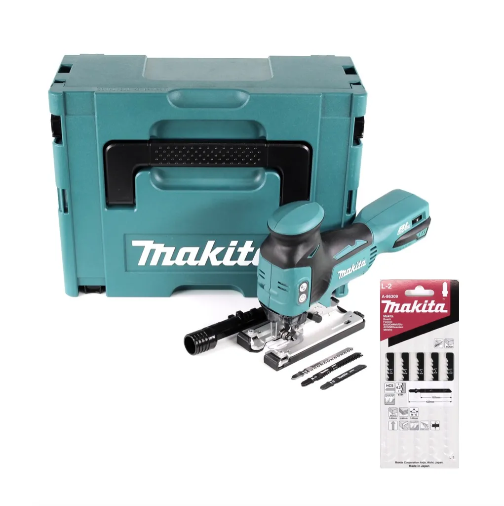 Makita DJV 182 Akku-Stichsäge – Bürstenlos, 18V, Inkl. 2x 5,0Ah Akkus, Ladegerät, Sägeblättern & Makpac