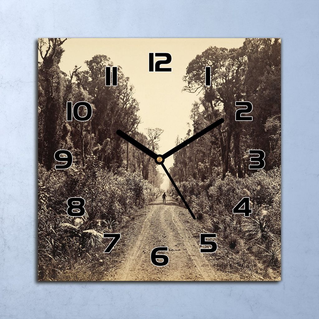 Wanduhr Echt-Glas-Küchenuhr Forststraße Quarz Lautlos 30x30 Deko Bilder