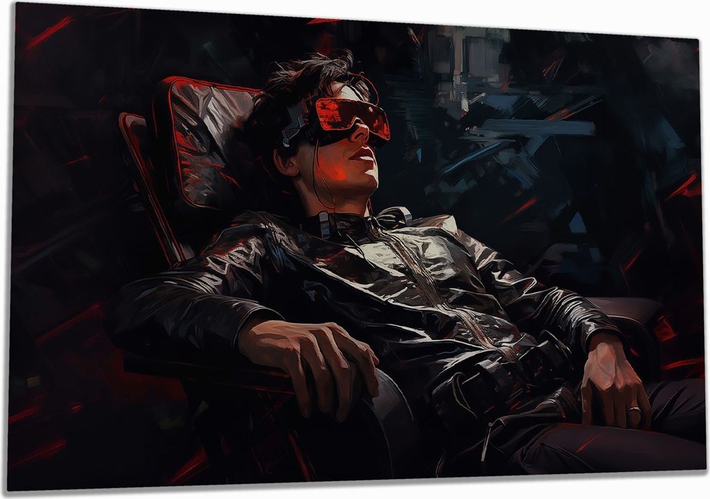 Wallario Herdabdeckplatte aus Glas, Größe 90 x 52 cm 1-teilig, Motiv Cyberpunk-Trance