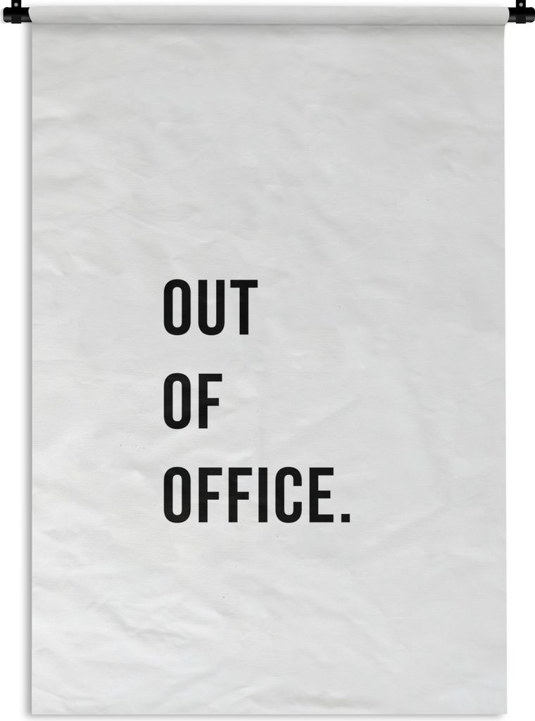 MuchoWow Wandteppich Wandbehang Zitate - Außer Dienst - Weiß 90x135 cm Tapisserie Dekoration Wandtuch - Baumwolle - Wandskulptur