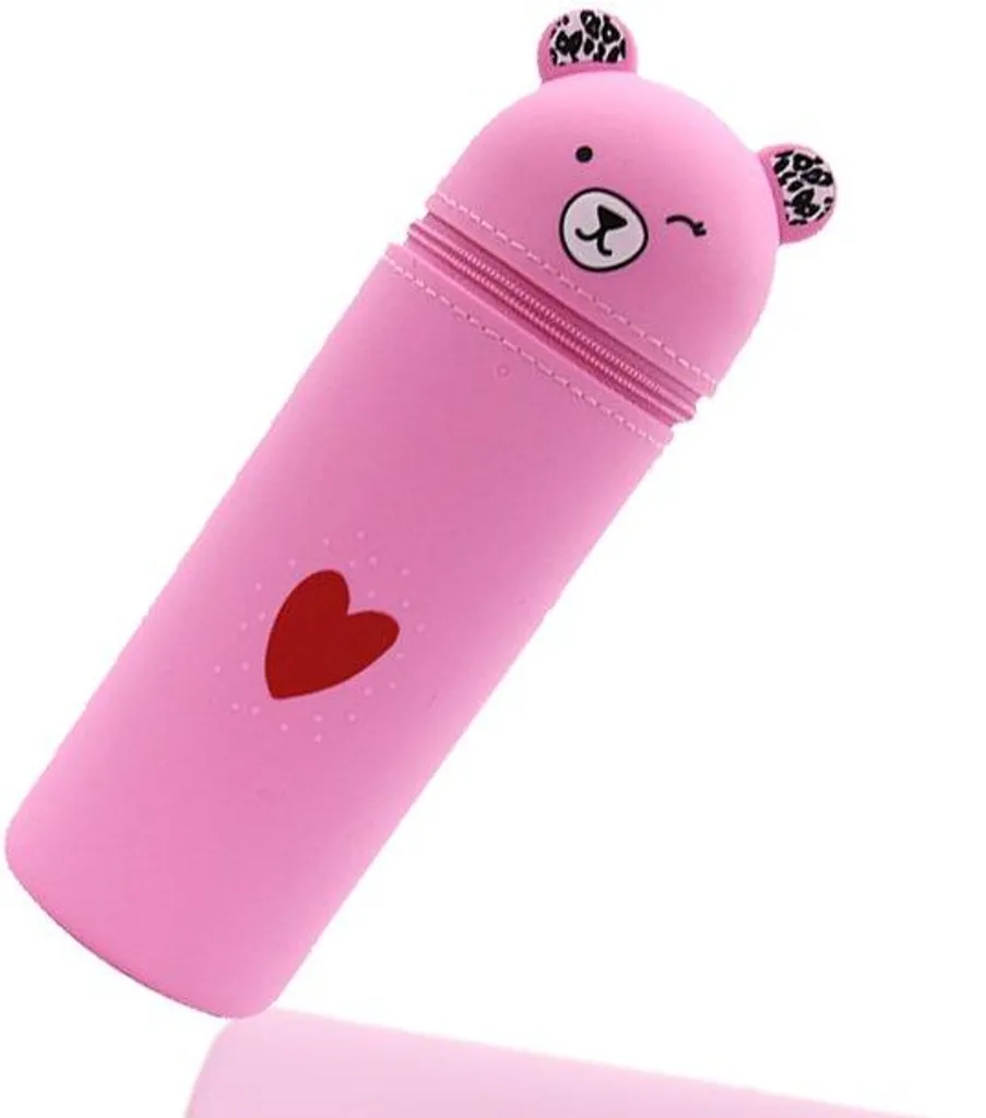 Étui rose anti-tache en silicone pour élèves, fini les trousses sales