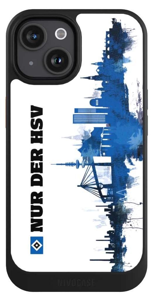 NIVOCASE Hülle für Apple iPhone 15 Handyhülle NIVOcore Case Schwarz Bundesliga HSV Offizielles Lizenzprodukt