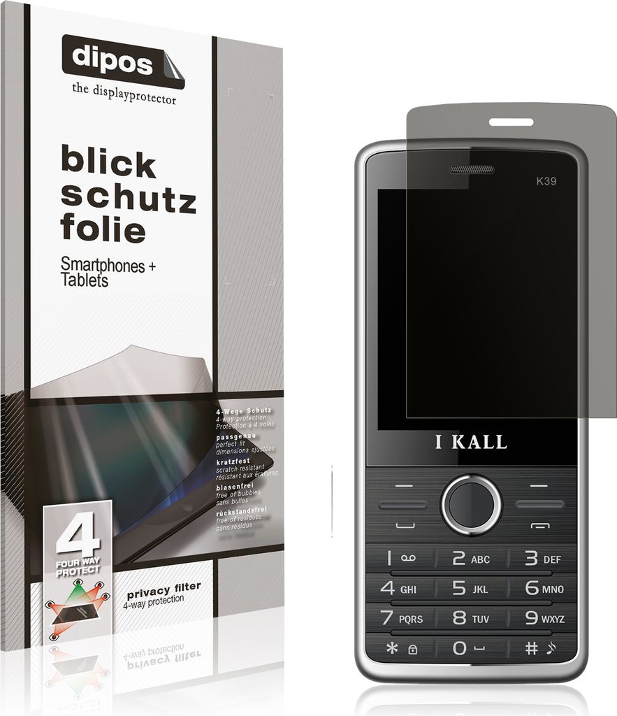 Blickschutzfolie für I Kall K39 New matt Schutzfolie Folie Display Schutz dipos