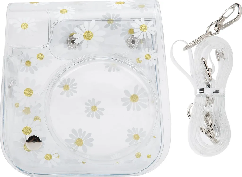 Custodia Protettiva CAIYOULE Per Fotocamera Fujifilm Instax Mini 7+/7s/7c – In Pelle PU Bianca Con Tracolla Regolabile E Copertura Frontale Staccabile