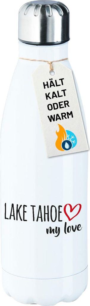Huuraa Trinkflasche Lake Tahoe my love 500ml White Edelstahl Wasserflasche Trinkflasche Geschenkidee