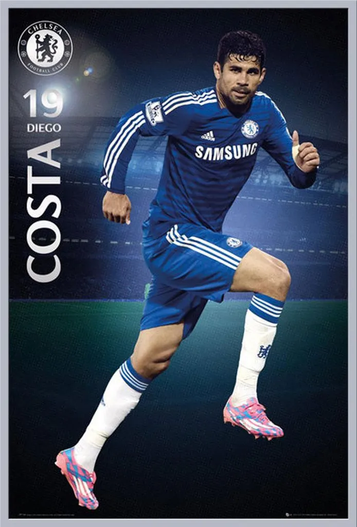 Affiche Chelsea Diego Costa 14/15 avec Cadre Shinsuke Argenté 61x91 cm