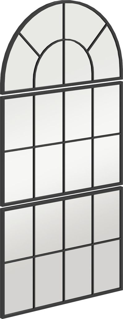 Wandspiegel, Fensterspiegel, dreiteilig, Metallrahmen, 76 x 53 cm, Schwarz