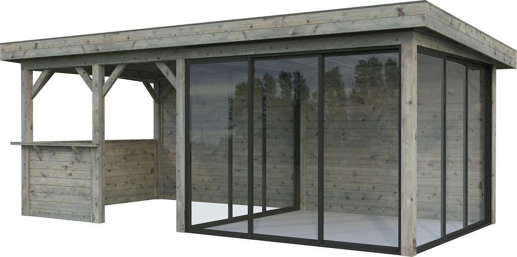Palmako Gartenhaus Connect Lenna 16,6 m² Set 408 Slide transparent tauchgrundiert