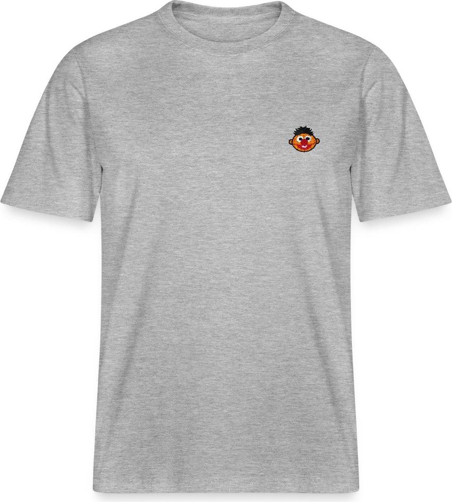 Spreadshirt Sesamstraße Ernie Als Stickmotiv Relaxed Fit Uni T-Shirt, L, Grau meliert