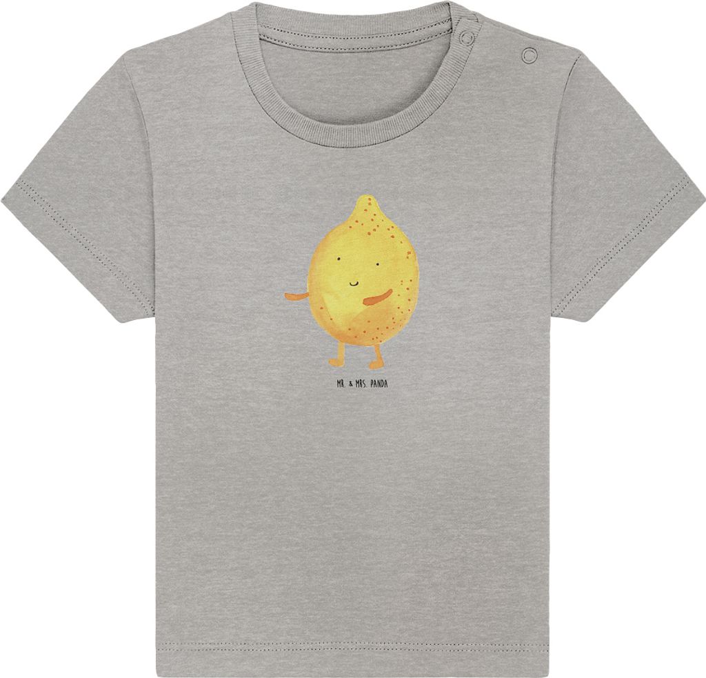 Mr. & Mrs. Panda Organic Baby Shirt Beste Freunde Zitrone 6. - 12. Monat - Heather Grey - Geschenk, Öko T-Shirt, Lustige Sprüche, Kinder, Babyshi...