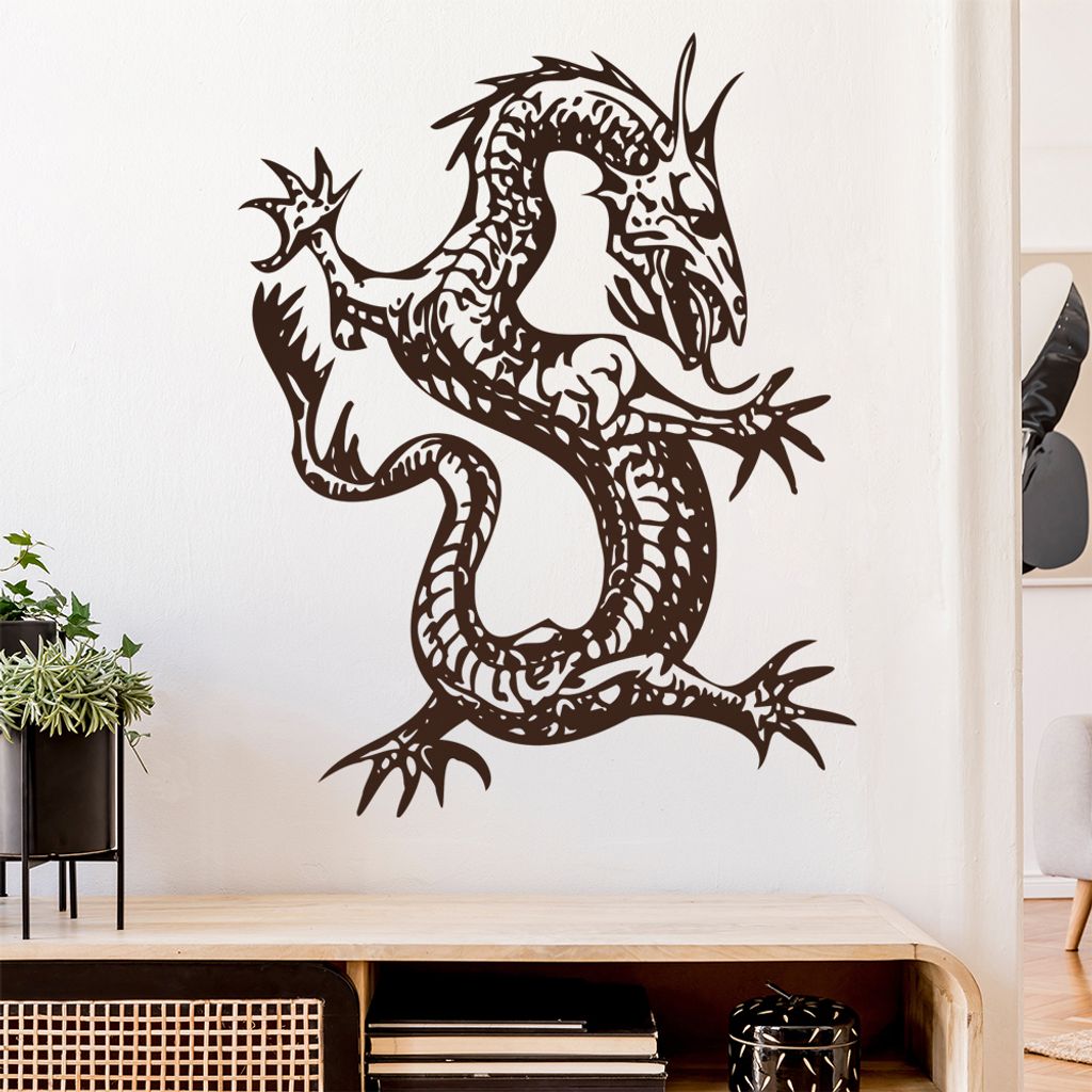 China Drachen Wandtattoo in 6 Größen - Wandaufkleber Wall Sticker - Dekoration, Küche, Wohnzimmer, Schlafzimmer, Badezimmer
