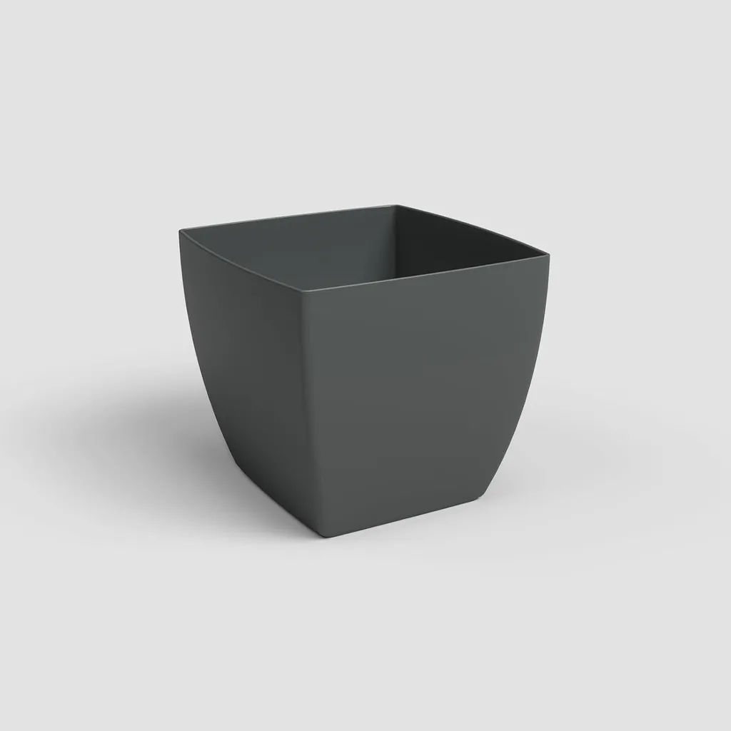 Siena Pot de Fleurs Carré 30cm Anthracite - Plastique Recyclable
