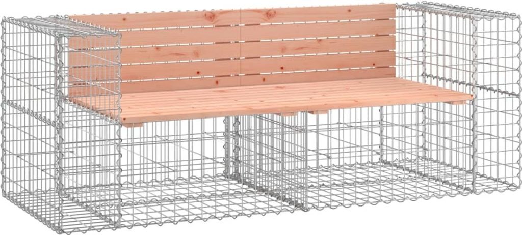 Gartenbank aus Gabionen 184x71x65,5 cm Massivholz Douglasie