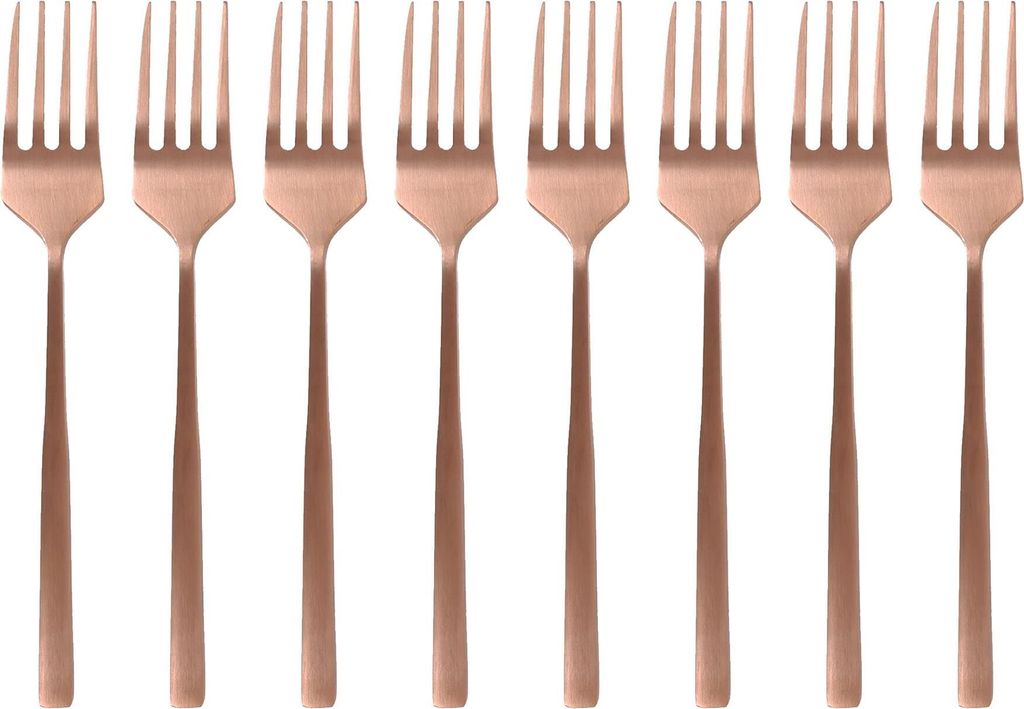 Kuchengabeln aus Edelstahl – 15 cm – Kupfer – 8er-Pack Produktbild 