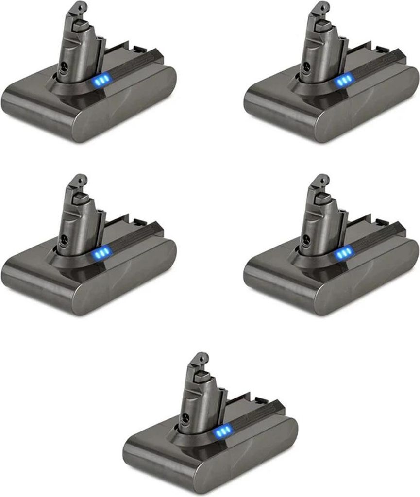 Staubsaugerakku - Ersatzakku - Kompatibel mit V6/DC62/SV03 - Li-Ion - Kapazität 4,0Ah 86,4Wh 21,6V - Set 5 Stück - Nur Akkus - Beige