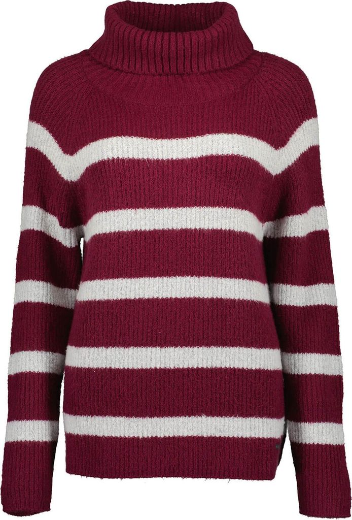Blue Seven Damen Pullover mit Rollkragen und Streifen - Gestreifter Strickpullover in Wein Größe 38
