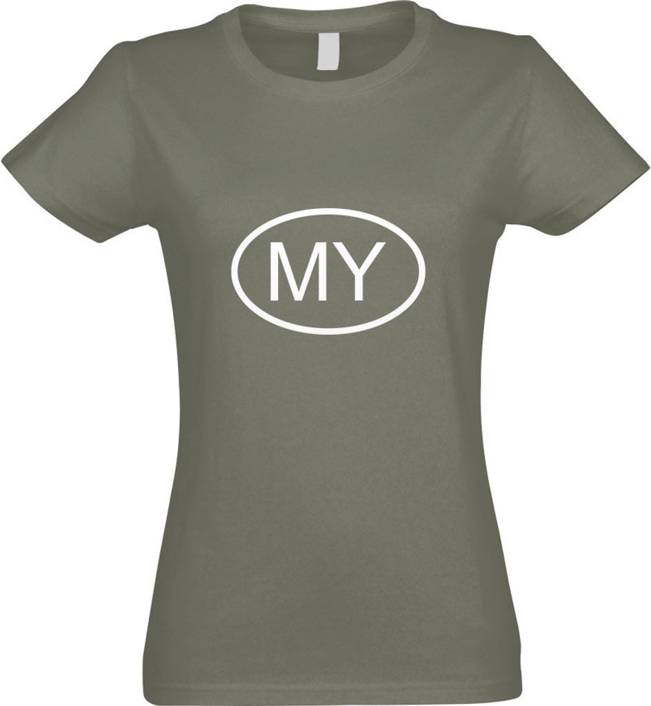 Kiwistar - T-Shirt tailliert - Damen - Olive - Malaysia My - mit Motiv Bedruckt - Funshirt Design - Sport - Freizeit - Damen - XL