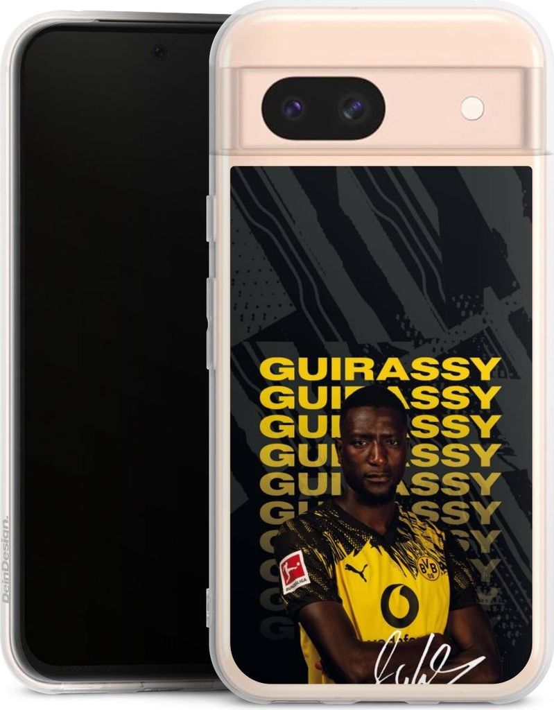 DeinDesign Handyhülle für Google Pixel 8a Silikon Hülle Case Smartphone Schutzhülle BVB Borussia Dortmund Serhou Guirassy
