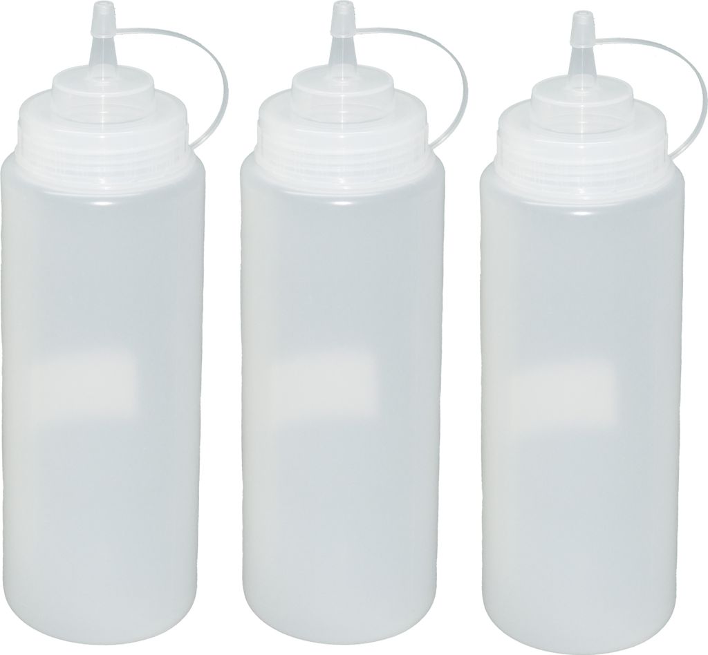 3 Stück transparente Quetschflaschen 1 Liter Dosierflasche Produktbild 1