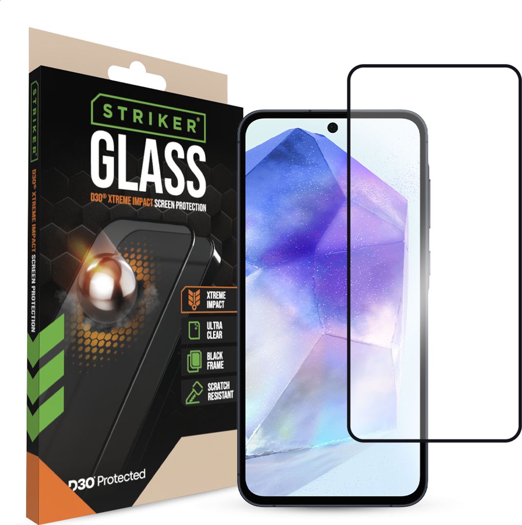 Striker D3O Tempered Glass Edge To Edge Screen Protector Samsung Galaxy A35 5G/A36 5G/A55 5G/A56 5G/S24 FE 5G