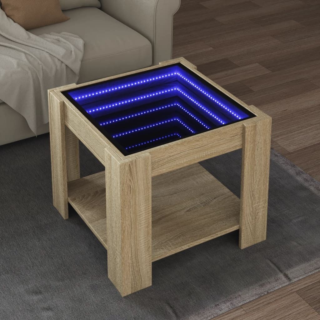 Maison Exclusive - LED-Couchtisch Sonoma Eiche 53x53x45 cm Holzwerkstoff