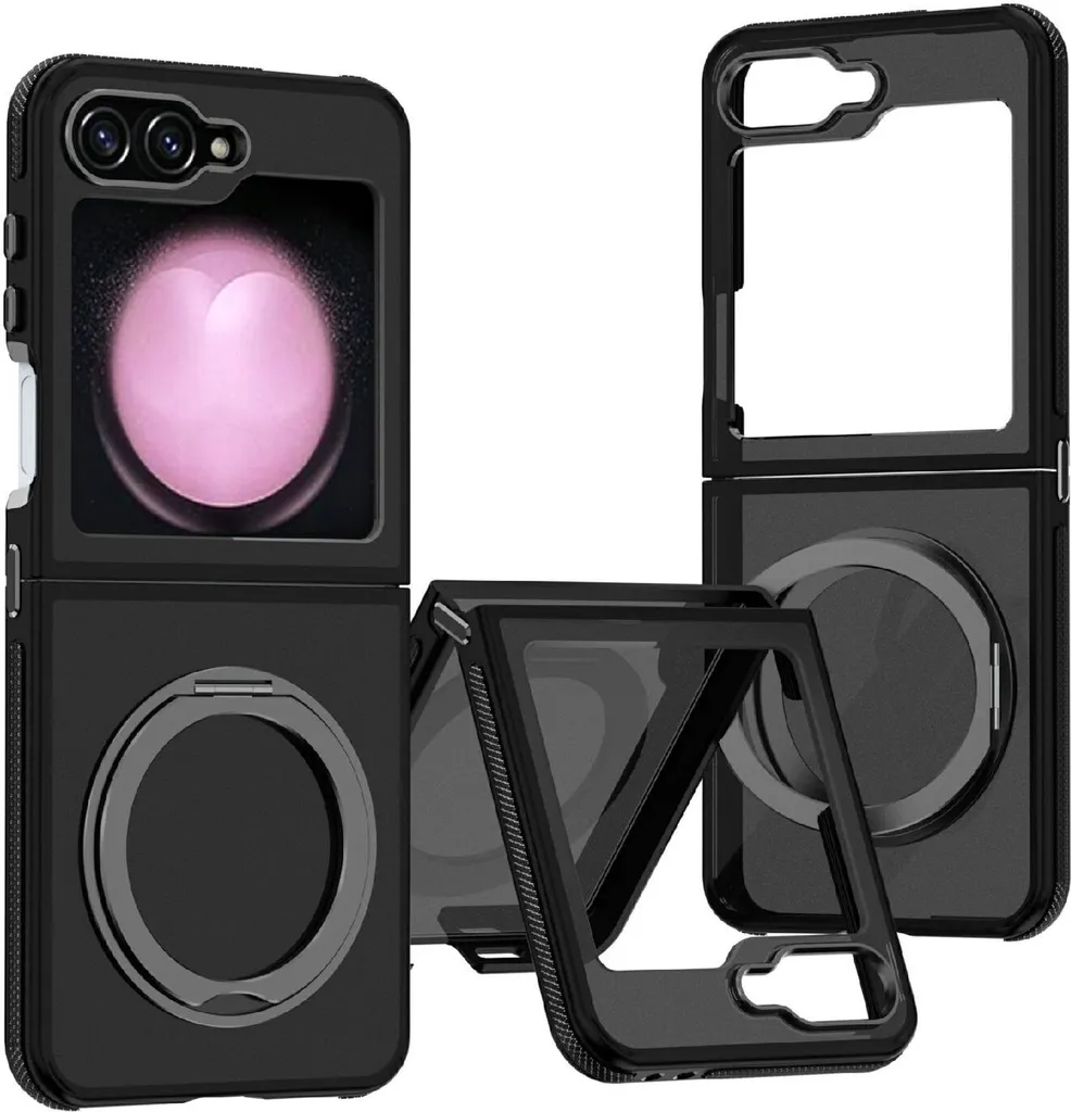 Cover Samsung Z Flip 7 FE / Flip 6 5G Anello 360 Gradi Nero Skin
