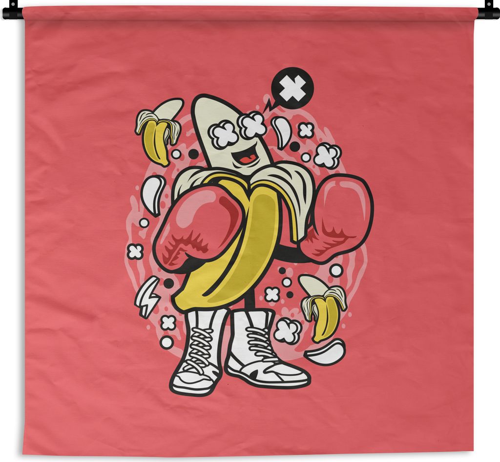 MuchoWow Wandteppich Wandbehang Boxen - Banane - Retro 60x60 cm Tapisserie Dekoration Wandtuch - Dekorationen - Wand Decke
