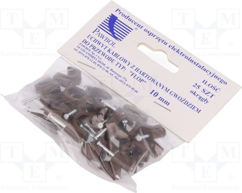 1x braun auf Rundkabel 10mm H.7008B -25 Kabel mit Nagel 25Stk