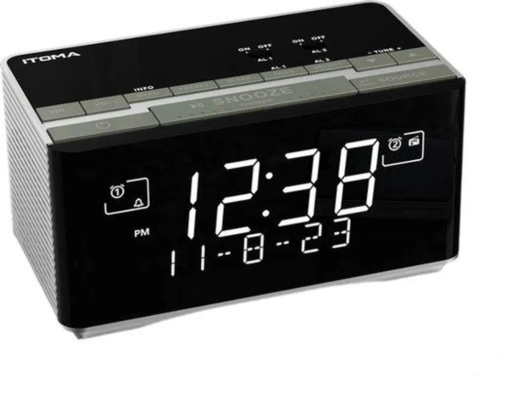 Radio-réveil DAB+ et Bluetooth blanc à horloge numérique LED