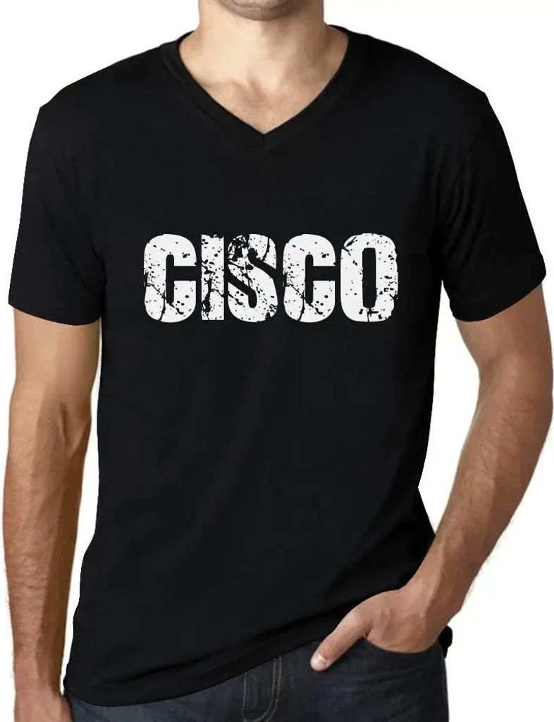 Herren Grafik T-Shirt V-Ausschnitt Cisco Öko-Verantwortlich Vintage Jahrgang Kurzarm Lustige Druck Geburtstag Geschenk Mann