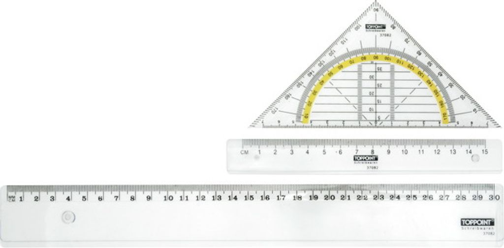 5x Zeichengarnitur 3tlg Geo Dreieck Lineal 15cm & 30cm