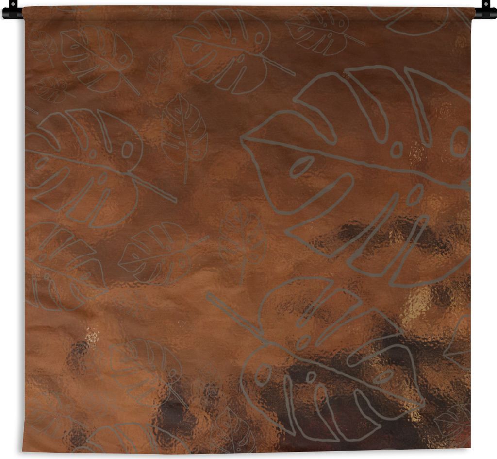 MuchoWow Wandteppich Wandbehang Muster - Luxus - Blatt - Bronze 150x150 cm Tapisserie Dekoration Wandtuch - Wohnaccessoires - Modernes