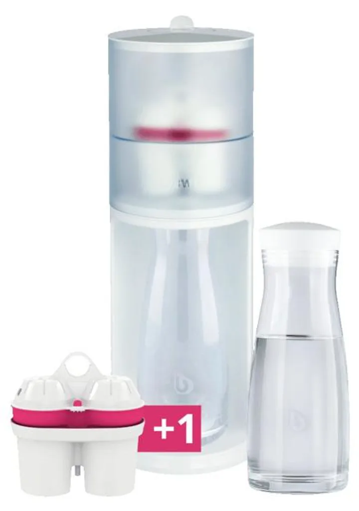 Station BWT AQUAlizer pour eau filtrée au magnésium carafe verre