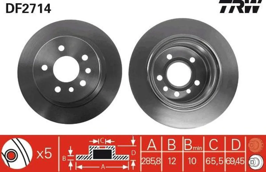 Disque de frein pour Opel Omega - TRW DF2714 - Sécurité Route et Autoroute