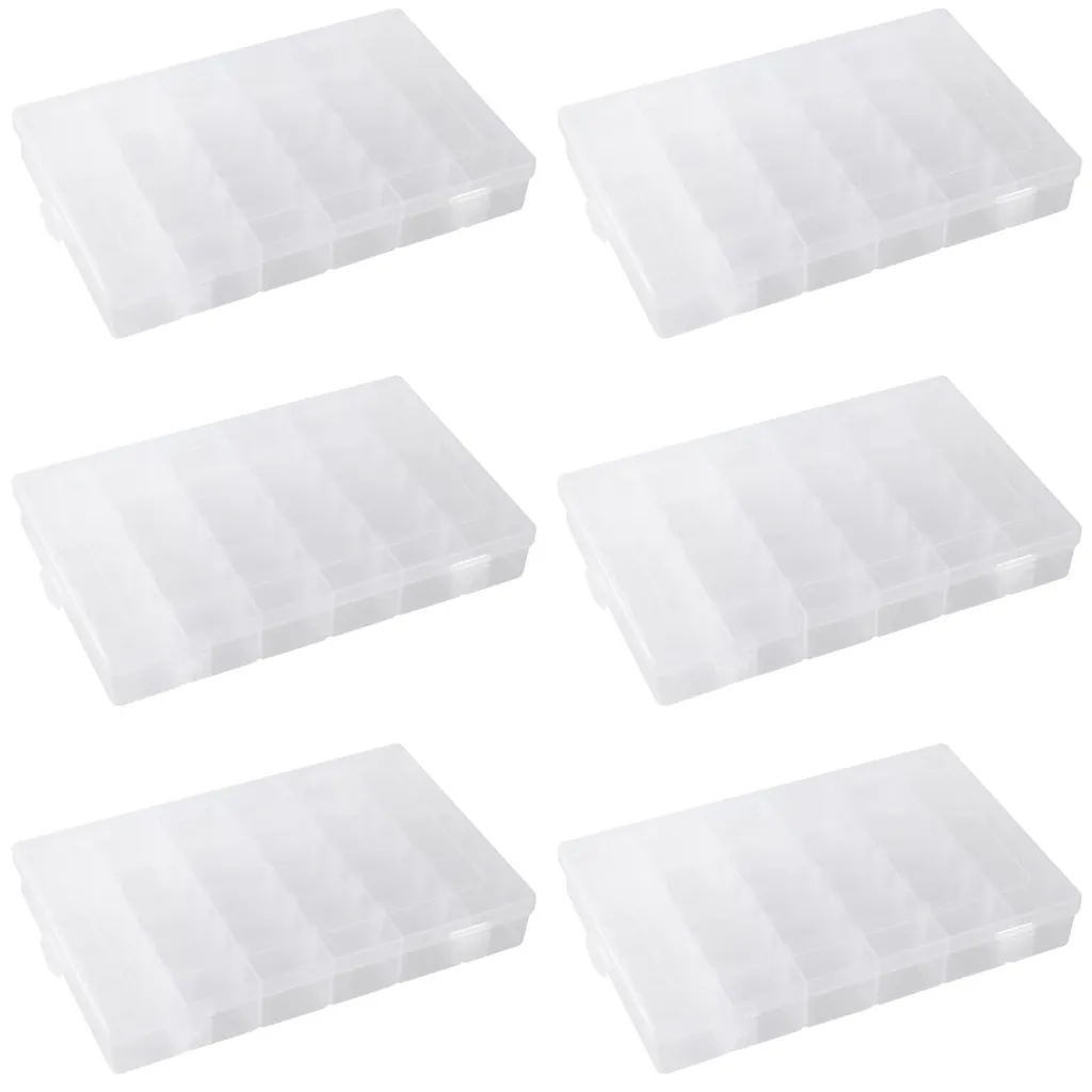 Boîte de rangement plastique réglable pour boucles d'oreilles x6