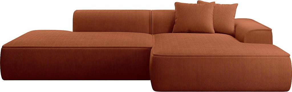 Ecksofa - Ecke rechts - Cord - Terrakotta - ERYNEL