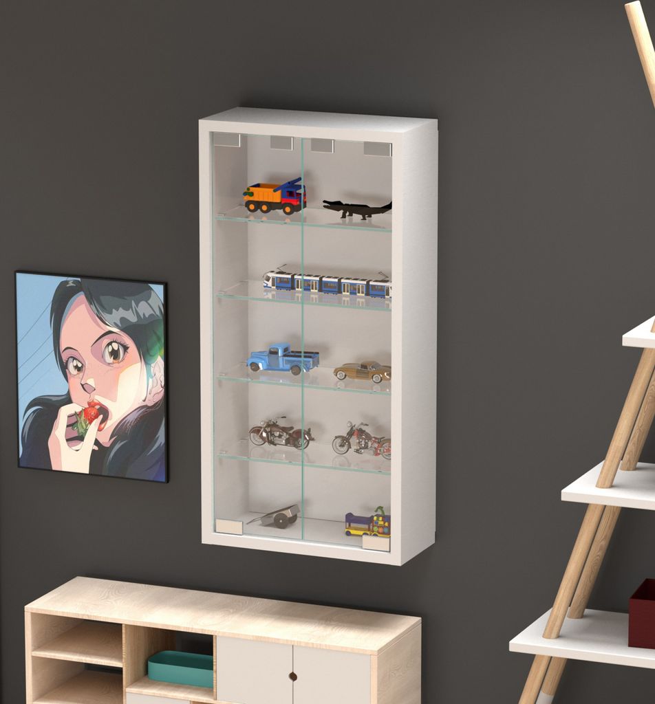 VDD Vitrine – Stehend Oder Hängend – Wandvitrine 40 X 60 X 13 Cm – Mit Schiebetüren Und Glaseinlegeböden –
