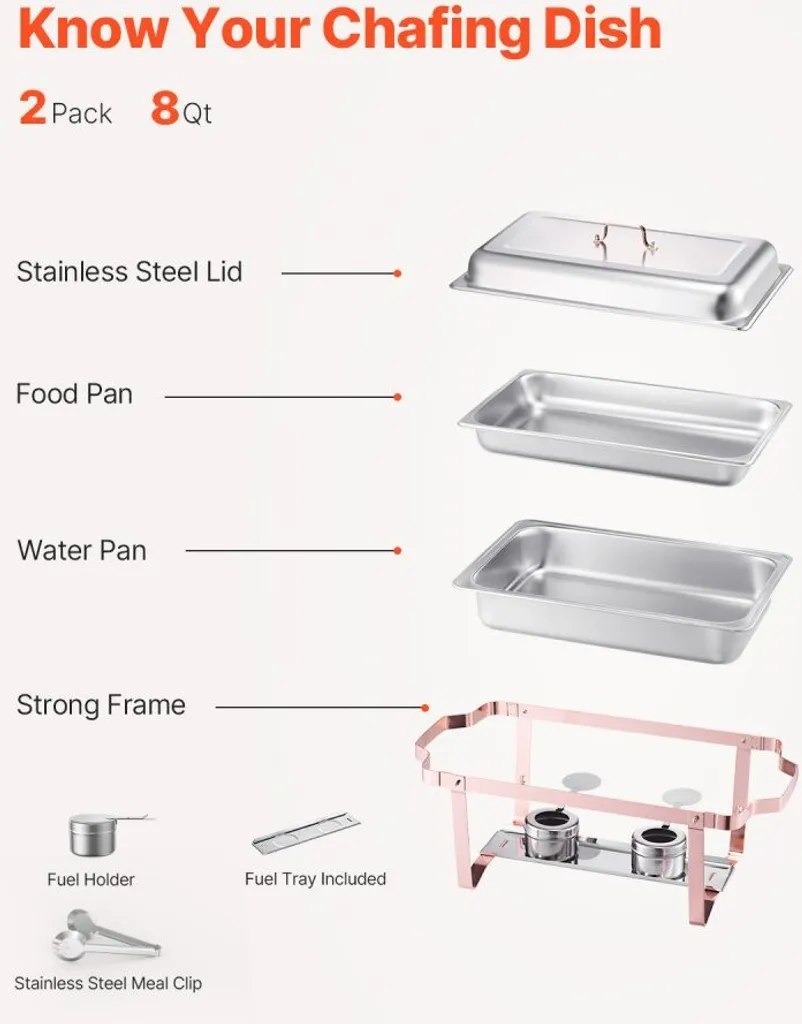 Chafing Dish pour Réceptions et Mariages - Set de 2 Chauffe-plats 7,5L