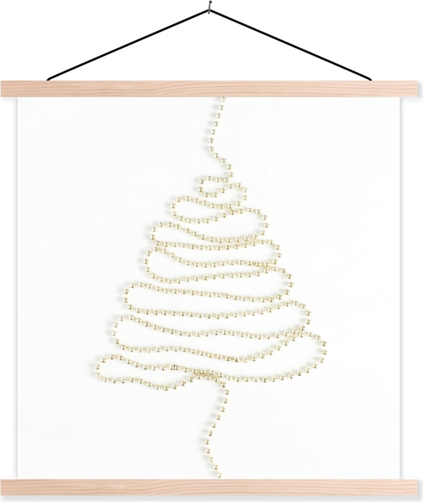 MuchoWow Textilposter Winter - Weihnachten - Baum - Perlen 60x60 cm mit holzfarbenen Rahmen - Wanddekoration