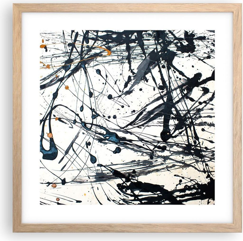 Gerahmtes Poster - Rahmen in heller Eiche - Abstraktion modern - 40x40 cm - Wand Bild - Wanddeko - Wandbilder - Wandposter - Bilderrahmen - Bilder ...