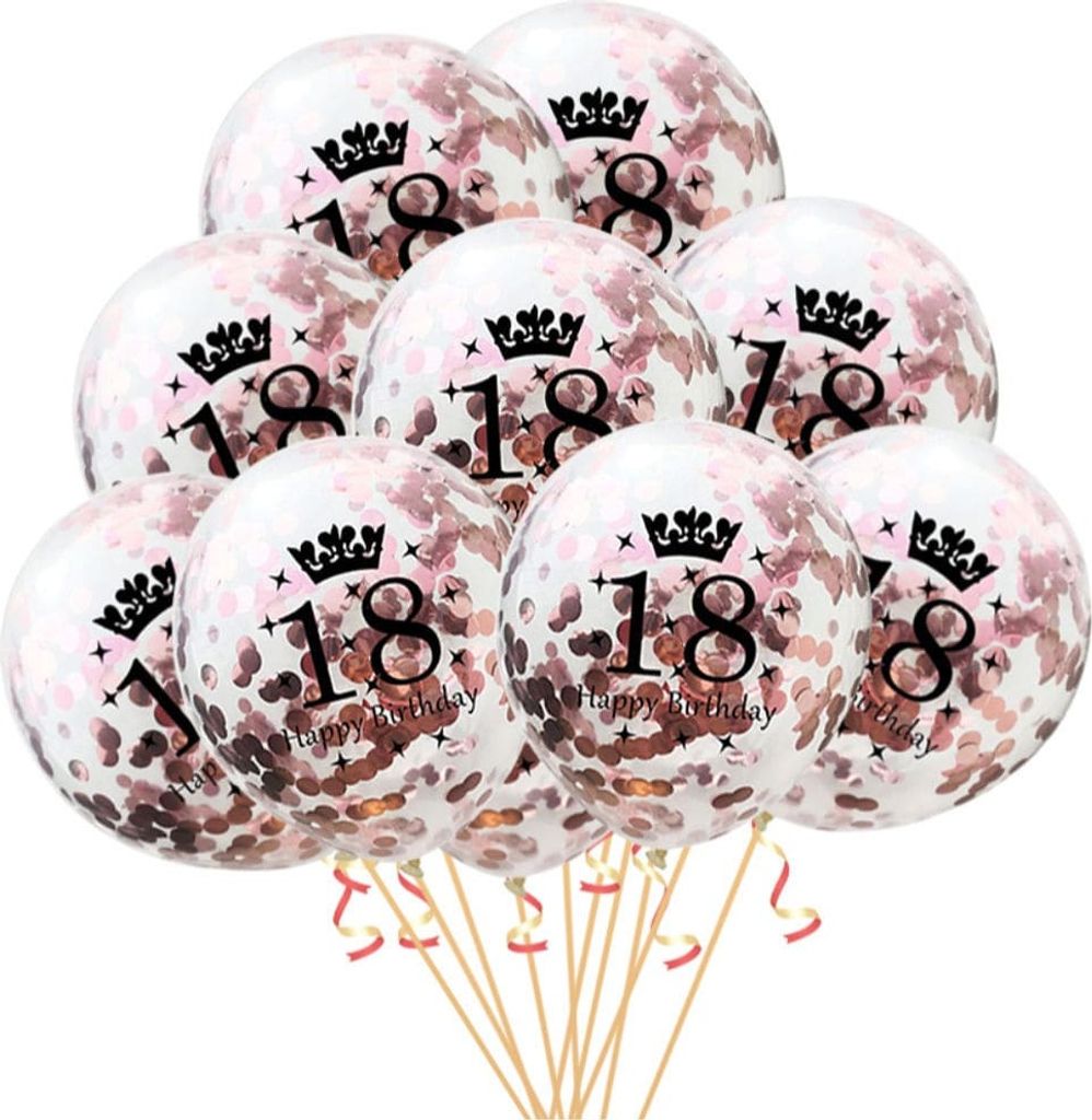 Oblique Unique 10x Konfetti Luftballons Zahl 18 Geburtstag Produktbild 