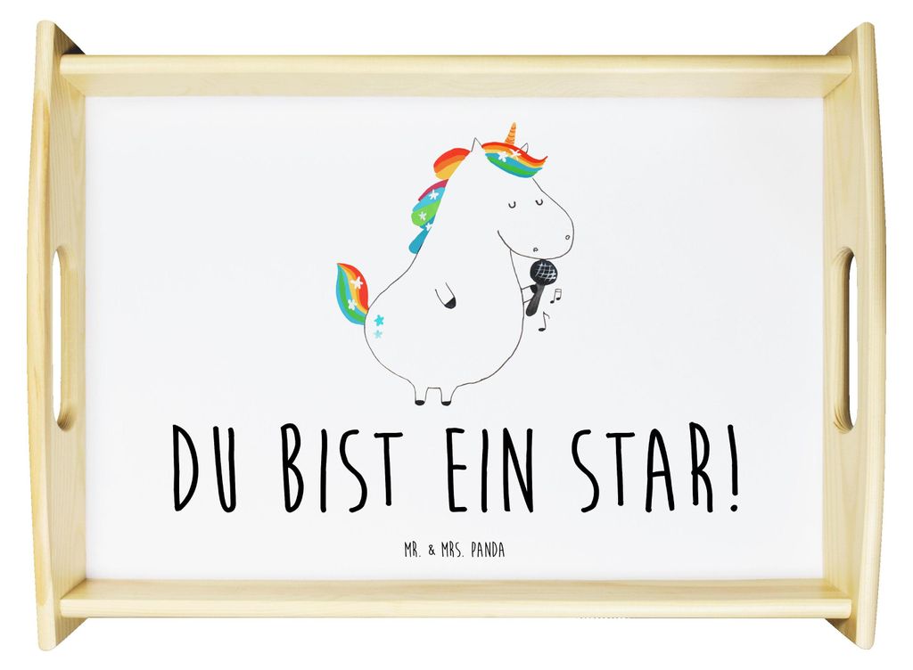 Mr. & Mrs. Panda Sofa Tablett Einhorn Sänger - Weiß - Geschenk, Freundin, Disco, Fest, holz serviertablett, Einhörner, Geburtstag, Servier, Bett...