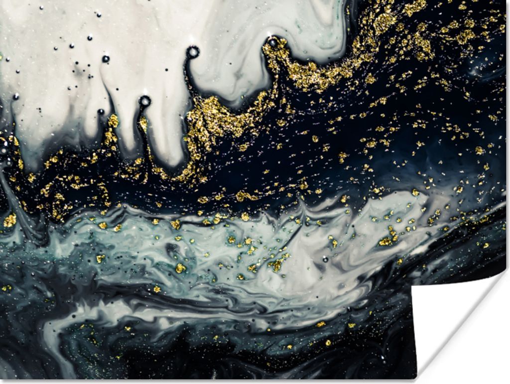MuchoWow Poster Marmor - Abstrakt - Gold - Luxus 120x90 cm - Wandbild